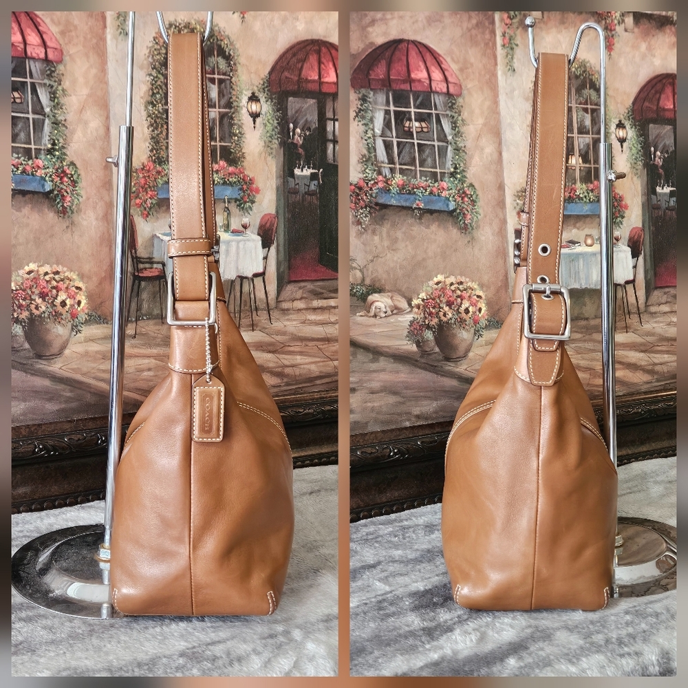 Coach Cognac Leather Shoulder Hobo Bag - Picture 4 of 8